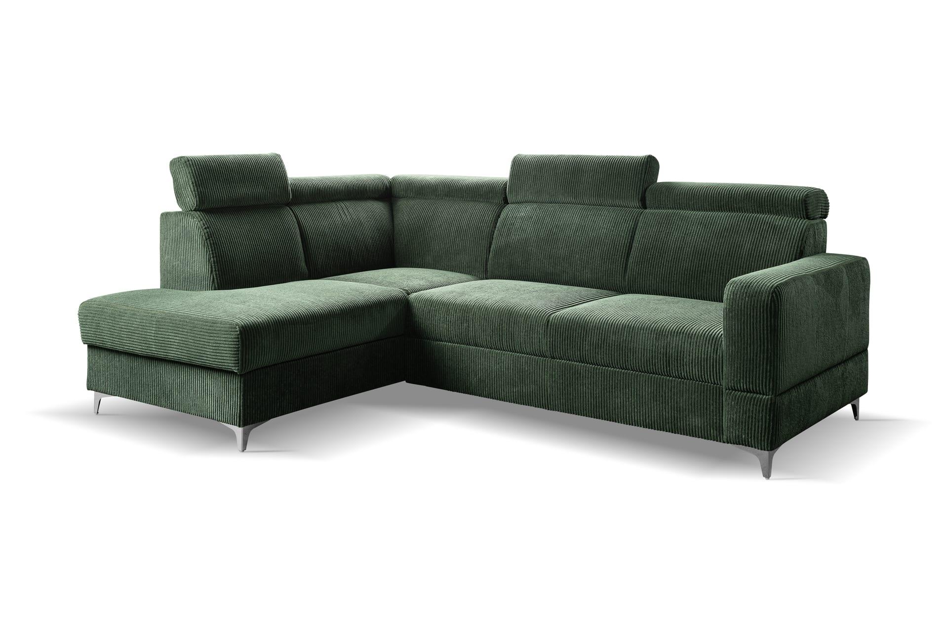 Narożnik ZENO — sztruks Poso, zagłówki, pojemnik – narozniki