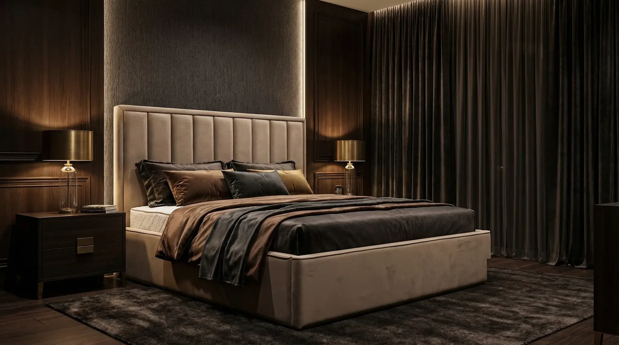 Łóżko tapicerowane ARIS II – pionowe panele, skrzynia premium z pojemnikiem miniatura 5