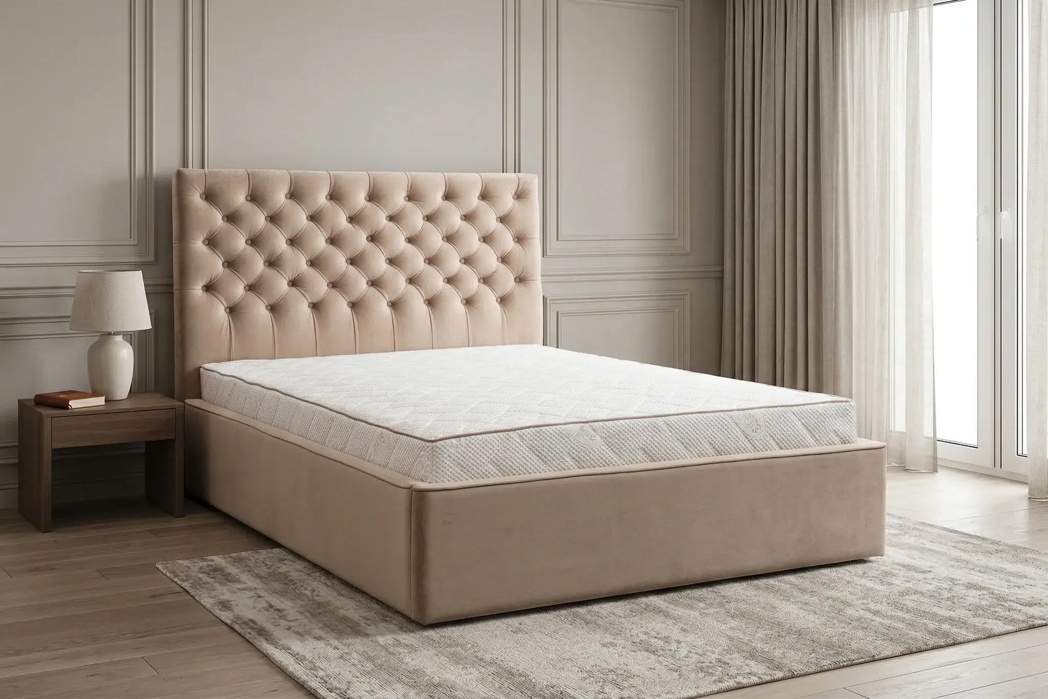 Łóżko tapicerowane PARIS II – styl chesterfield, skrzynia premium z pojemnikiem miniatura 9