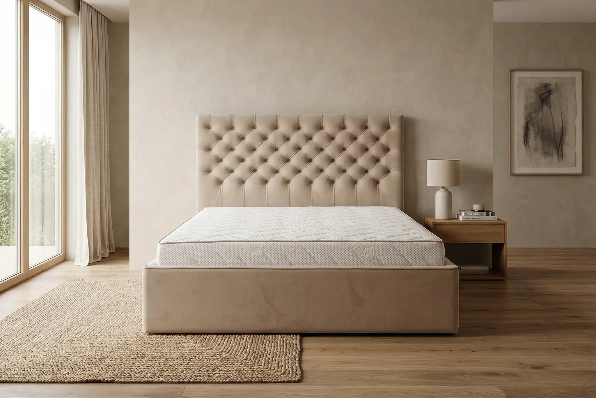 Łóżko tapicerowane PARIS II – styl chesterfield, skrzynia premium z pojemnikiem miniatura 10