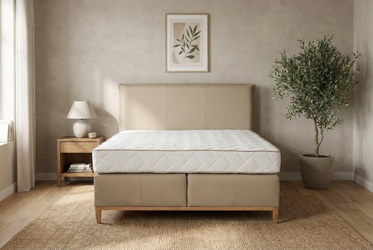 Łóżko boxspring LYON - 100% skóra naturalna miniatura 2