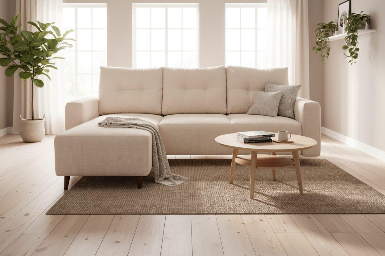 Narożnik BRAVO — MiniPocket, drewniane nóżki, pojemnik – narozniki