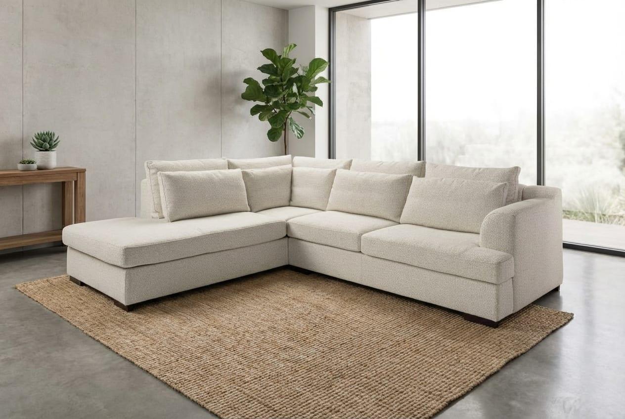 Narożnik ENZO — miękkie poduchy, szeroka otomana, relaks – narozniki