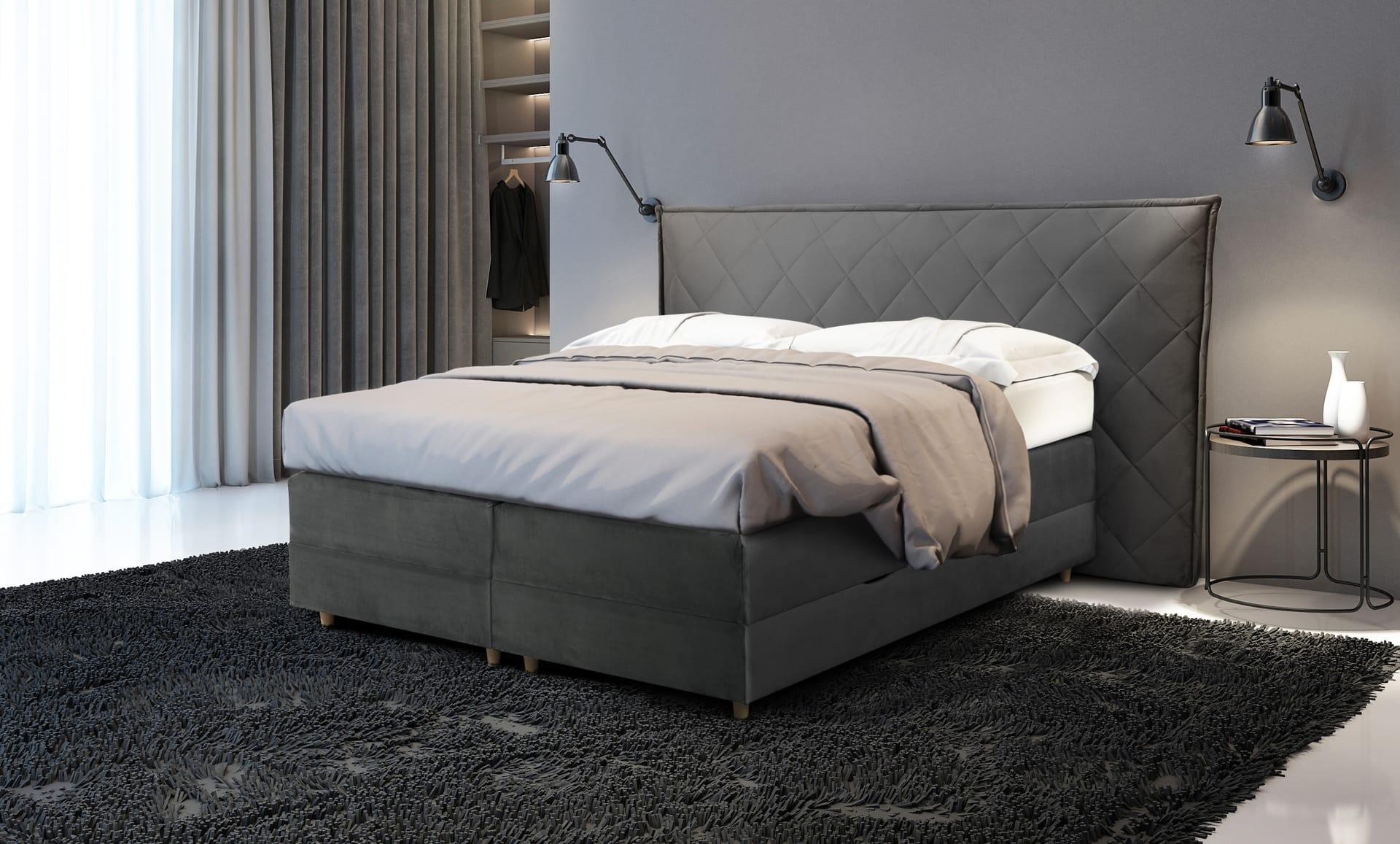 Łóżko boxspring LEO – pikowane wezgłowie – lozka-boxspring