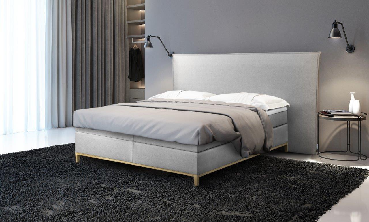 Łóżko boxspring MOGAN – wezgłowie w kształcie poduchy – lozka-boxspring