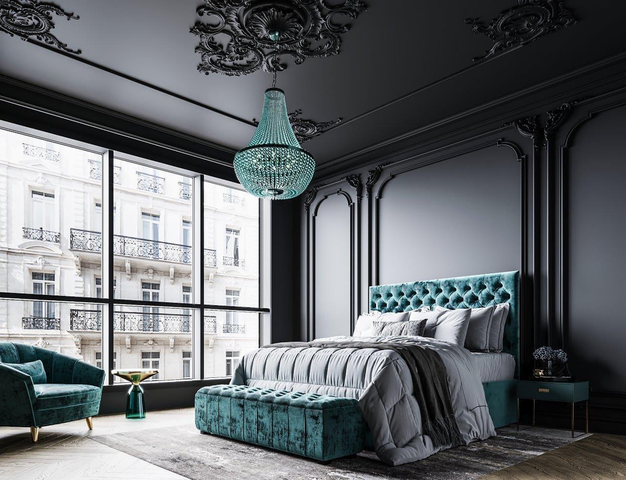Łóżko boxspring PARIS – pikowane wezgłowie, welur – lozka-boxspring