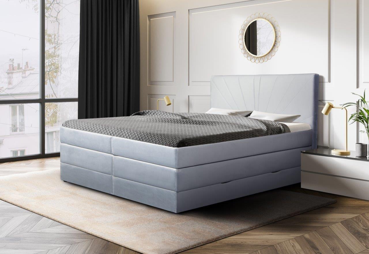 Łóżko boxspring VALENTINO – wachlarzowe przeszycie wezgłowia – lozka-boxspring