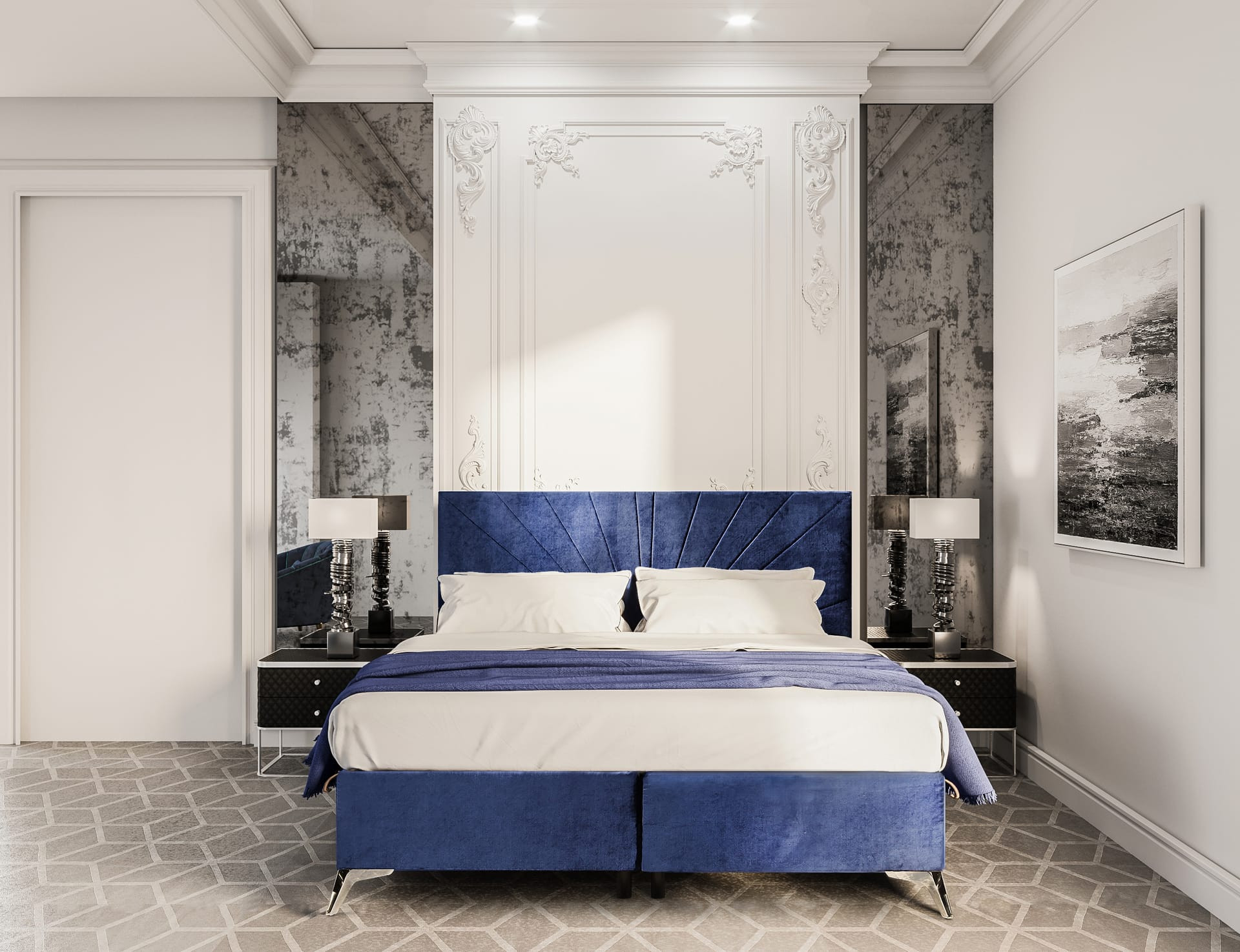 Łóżko boxspring VALENTINO II – promieniowe pikowanie zagłowia - zdjęcie 1