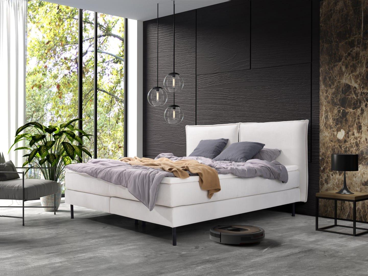 Łóżko boxspring SLIM – zagłowie w kształcie dwóch poduszek – lozka-boxspring