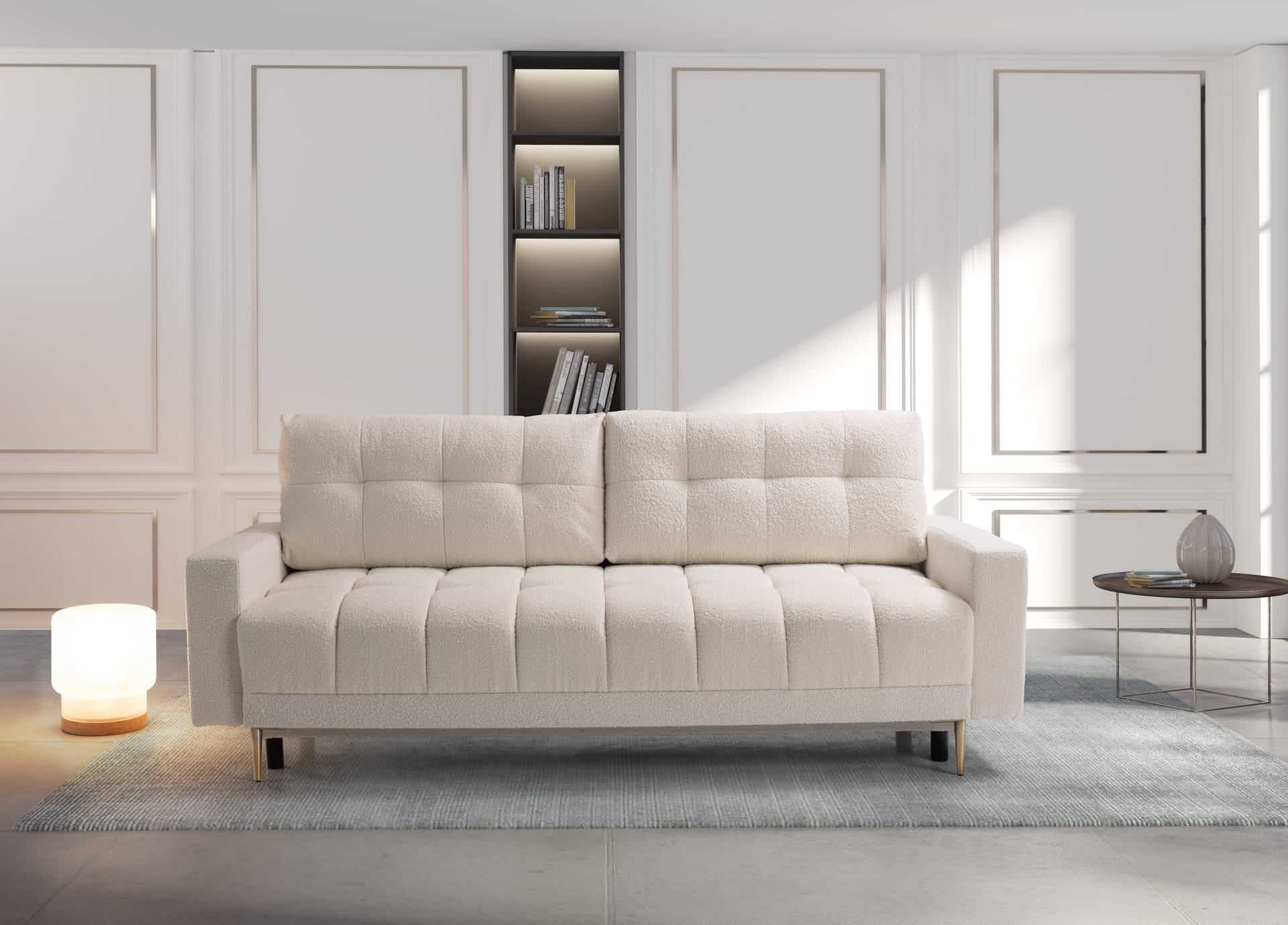 Sofa PRINCE DL — Bouclé, funkcja spania – sofy