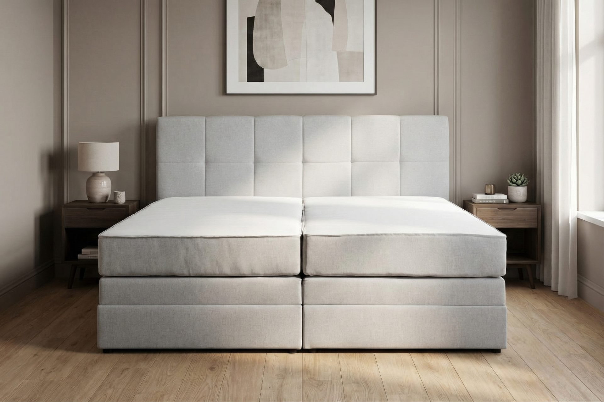 Łóżko boxspring ELMA z pojemnikiem na pościel - zdjęcie 1